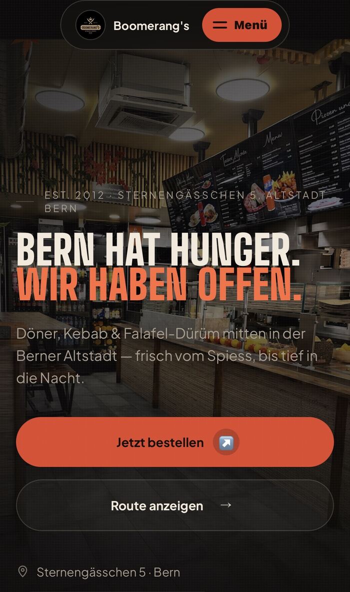 Startseite der Boomerang's-Website